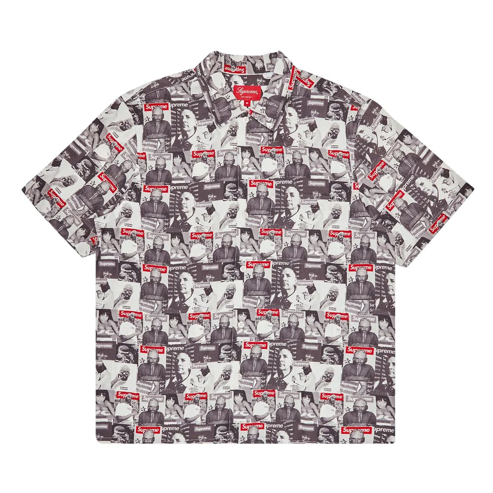 Supreme Magazine Shorts-Sleeve Shirt Grey