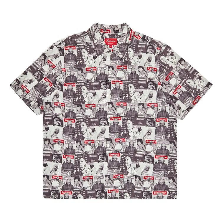 Supreme Magazine Shorts-Sleeve Shirt Grey
