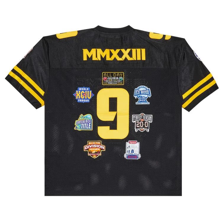 Supreme Championships Embroidered Football Jersey Black