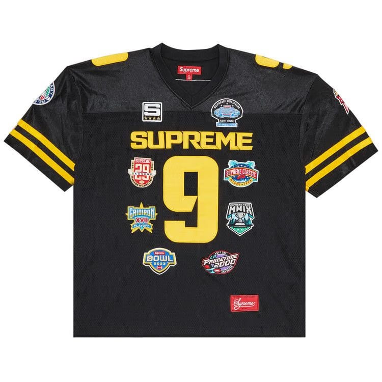 Supreme Championships Embroidered Football Jersey Black