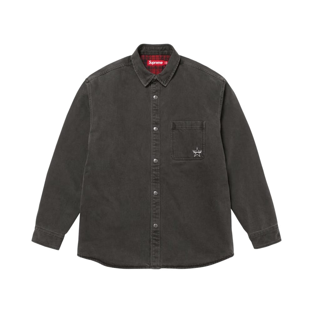 Supreme Quilted Lined Denim Snap Shirt Black