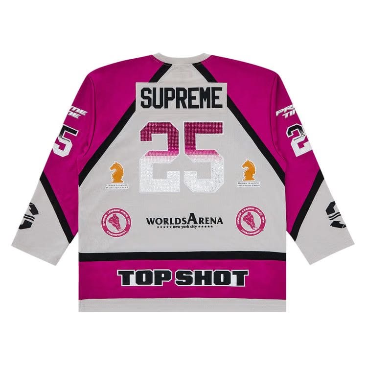 Supreme Rhinestone Hockey Jersey Light Grey