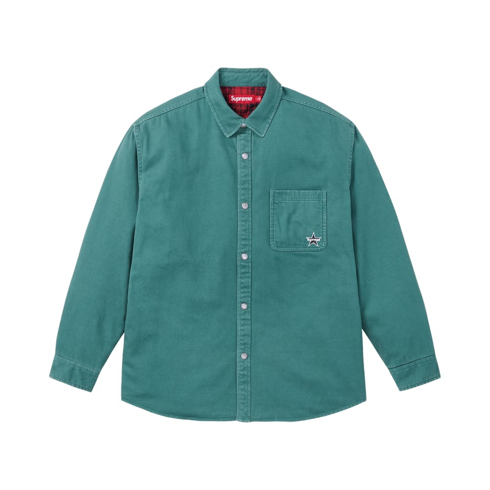 Supreme Quilted Lined Denim Snap Shirt Dusty Teal