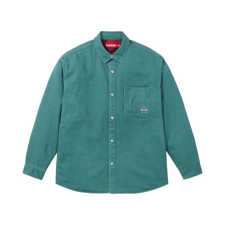 Supreme Quilted Lined Denim Snap Shirt Dusty Teal