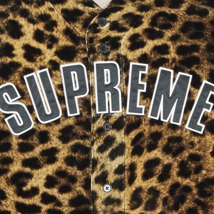 Supreme Velvet Baseball Jersey Leopard