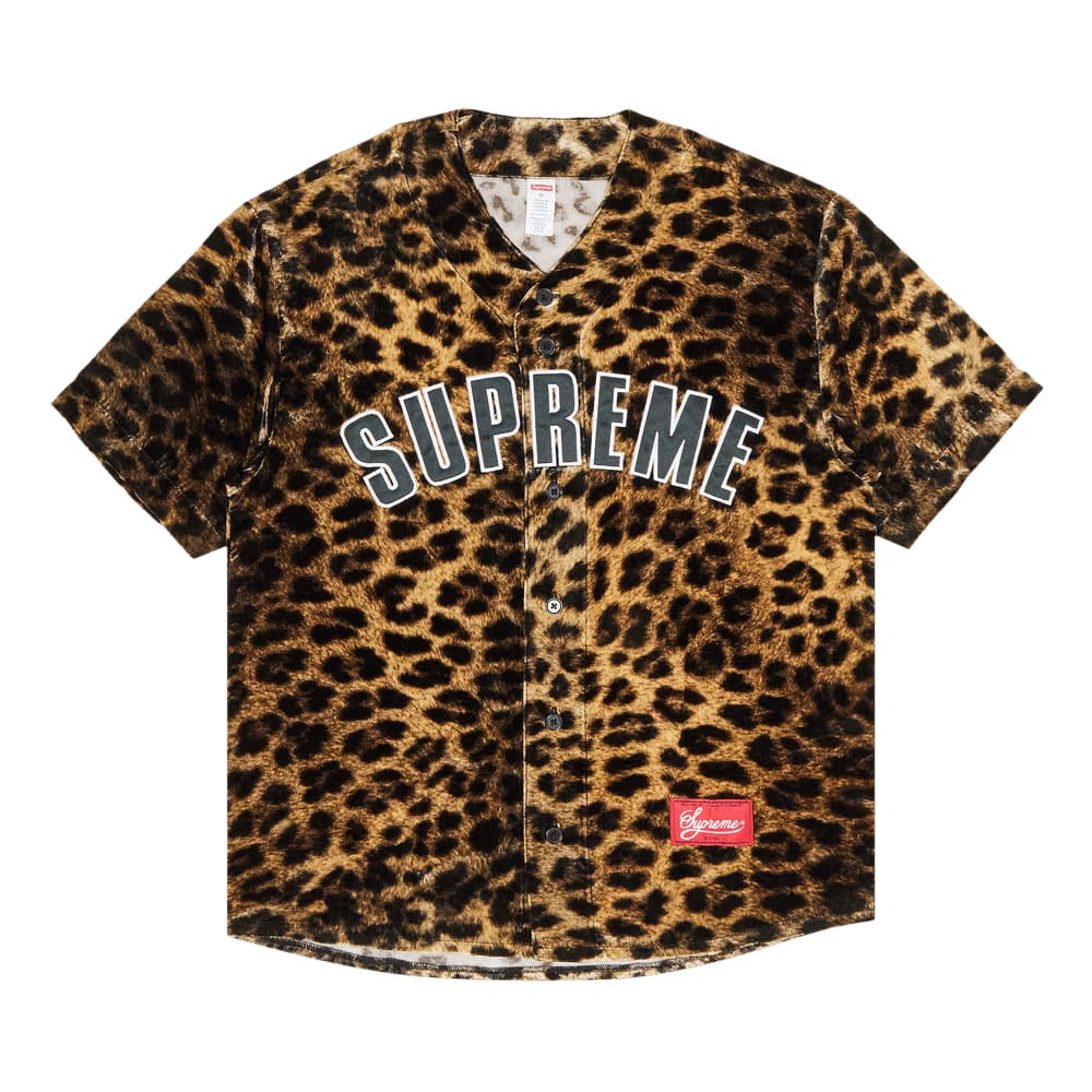 Supreme Velvet Baseball Jersey Leopard