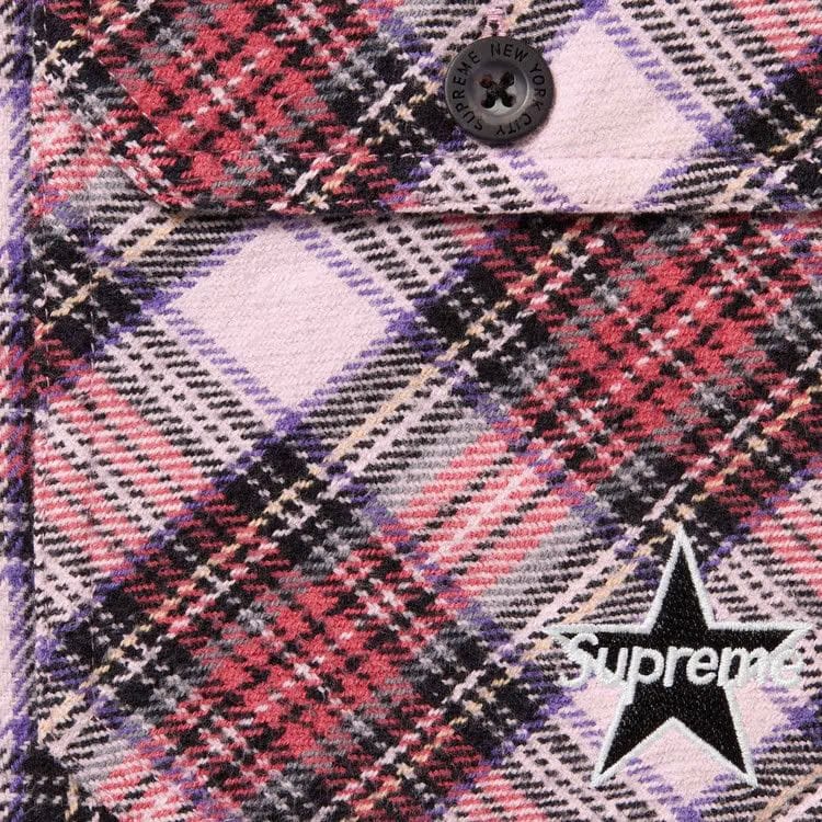 Supreme Thermal Lined Zip Up Flannel Shirt Pink