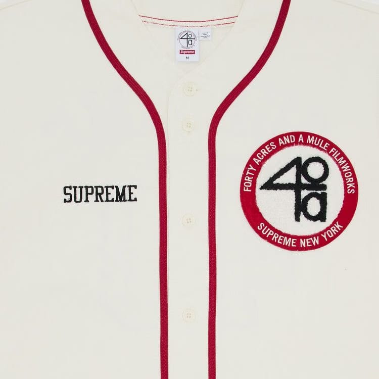 Supreme x 40 Acres Twill Baseball Jersey Natural