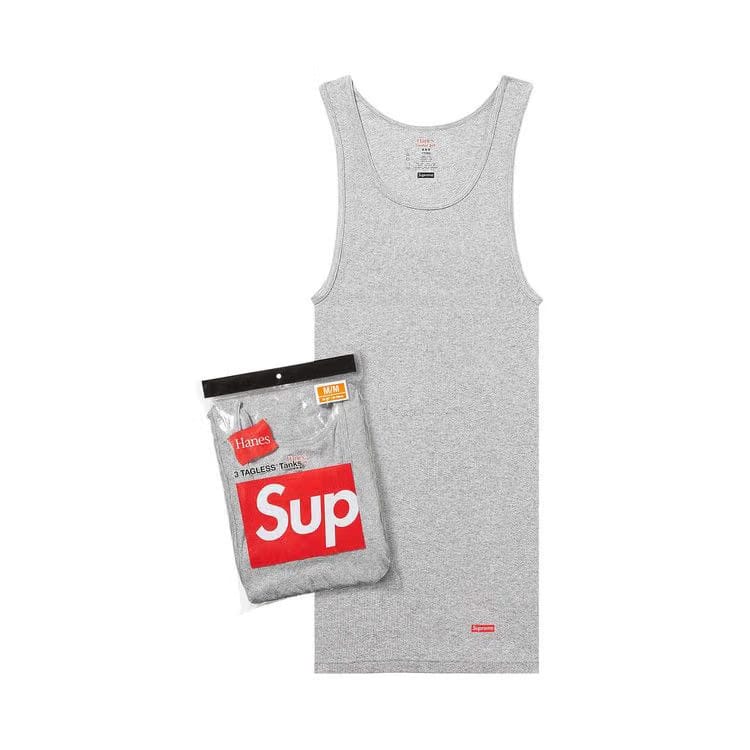 Supreme x Hanes Tagless Tank Tops (3 Pack) Heather Grey