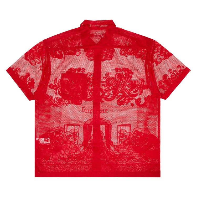 Supreme Last Supper Lace Shorts-Sleeve Shirt Red
