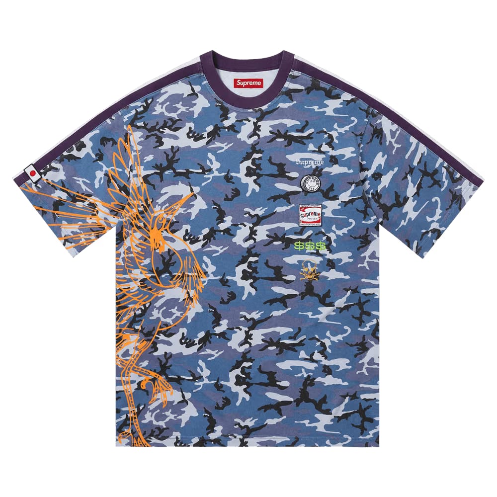 Supreme Crane Shorts-Sleeve Top Blue Camo