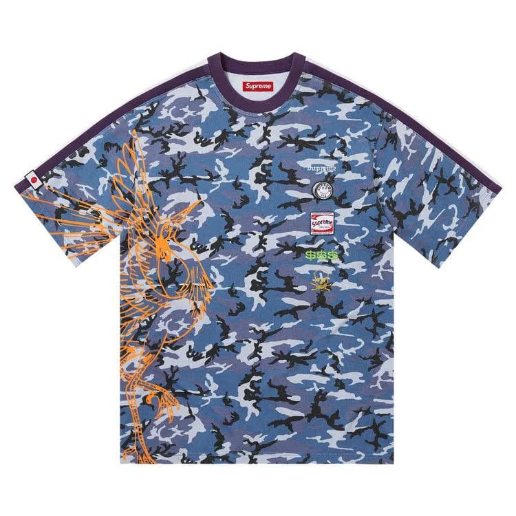 Supreme Crane Shorts-Sleeve Top Blue Camo