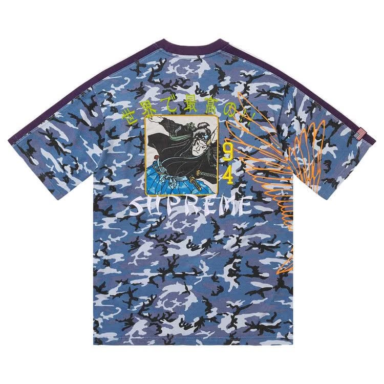 Supreme Crane Shorts-Sleeve Top Blue Camo