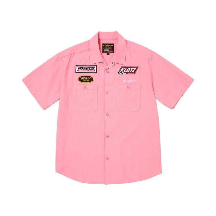 Supreme x Vanson Leathers Shorts-Sleeve Work Shirt Pink