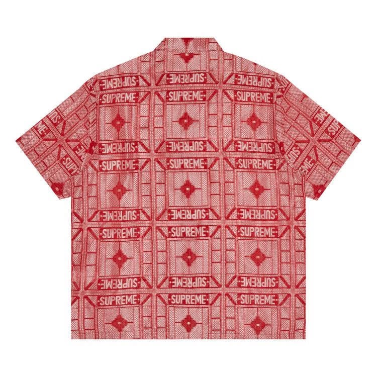 Supreme Tray Jacquard Shorts-Sleeve Shirt Red