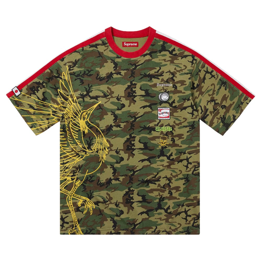 Supreme Crane Shorts-Sleeve Top Woodland Camo