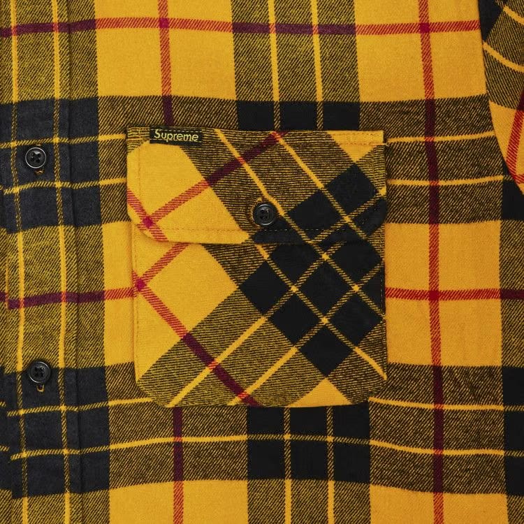 Supreme Quilted Plaid Shirt Yellow