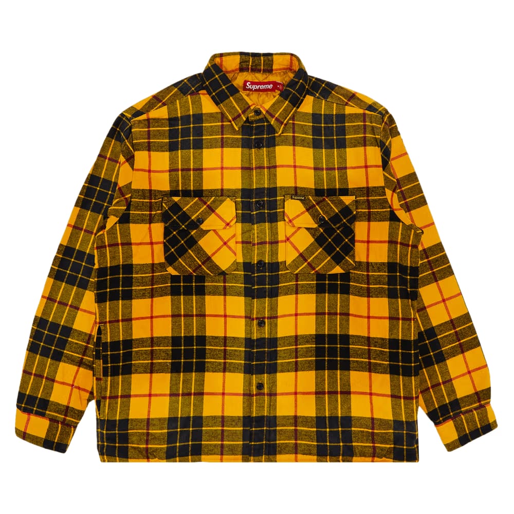 Supreme Quilted Plaid Shirt Yellow