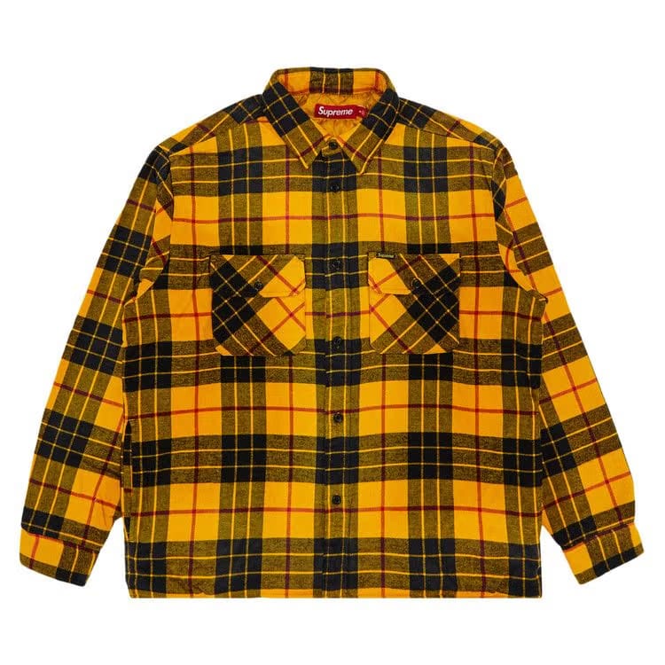 Supreme Quilted Plaid Shirt Yellow