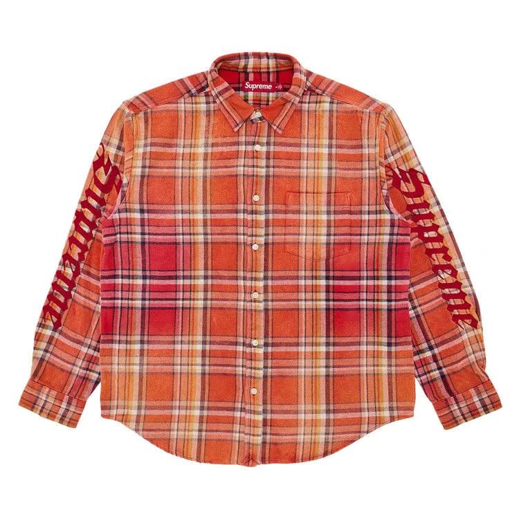 Supreme Old English Plaid Flannel Shirt Orange