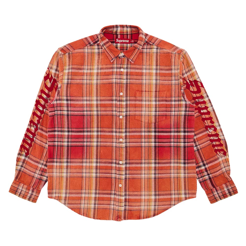 Supreme Old English Plaid Flannel Shirt Orange