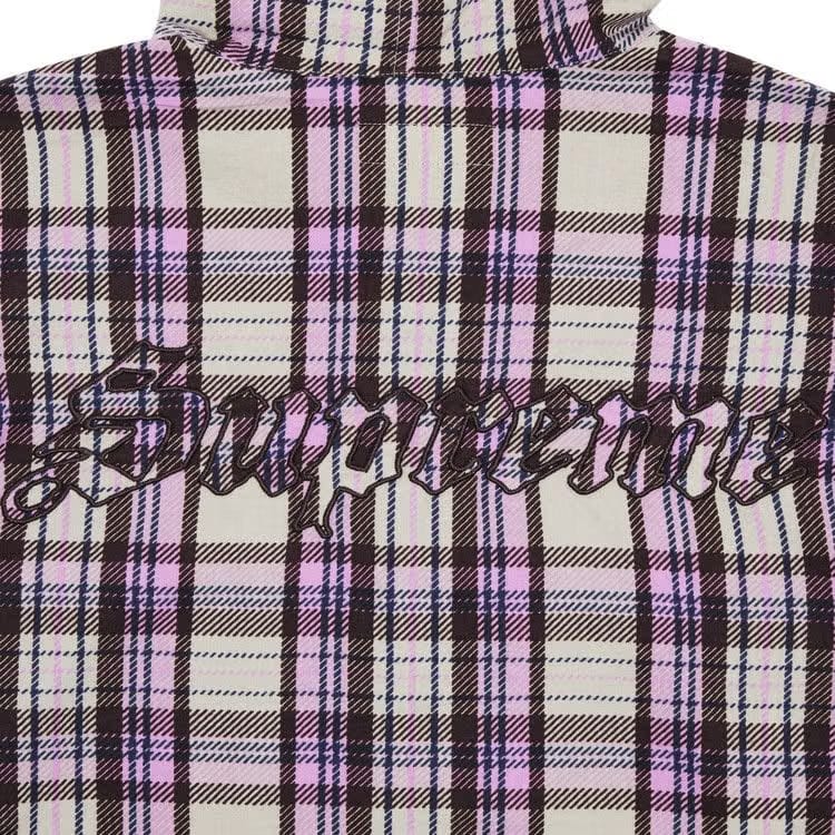 Supreme Printed Hooded Flannel Shirt Pink
