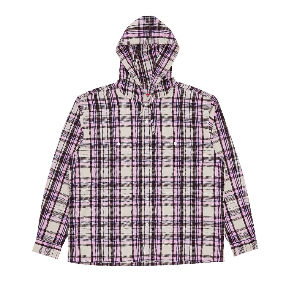 Supreme Printed Hooded Flannel Shirt Pink