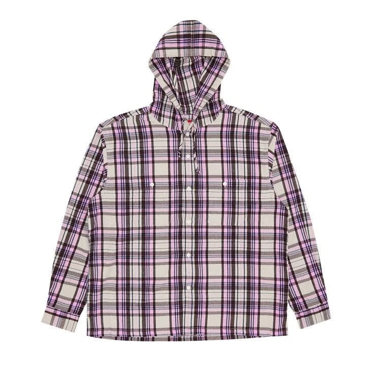 Supreme Printed Hooded Flannel Shirt Pink