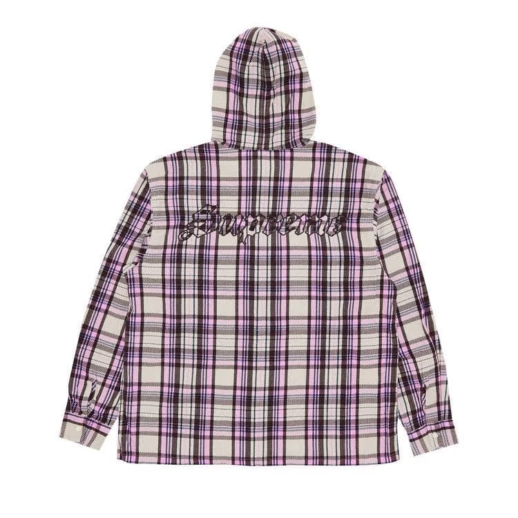 Supreme Printed Hooded Flannel Shirt Pink