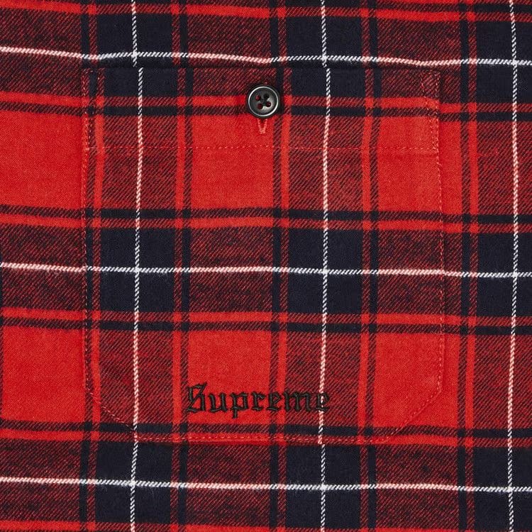 Supreme Fur Trim Flannel Hooded Shirt Red Plaid