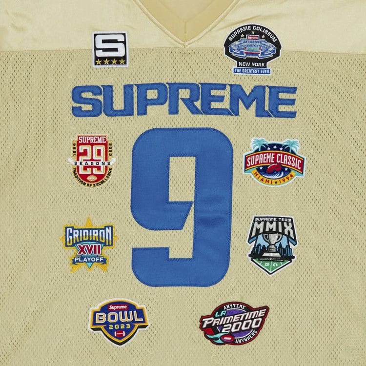 Supreme Championships Embroidered Football Jersey Gold