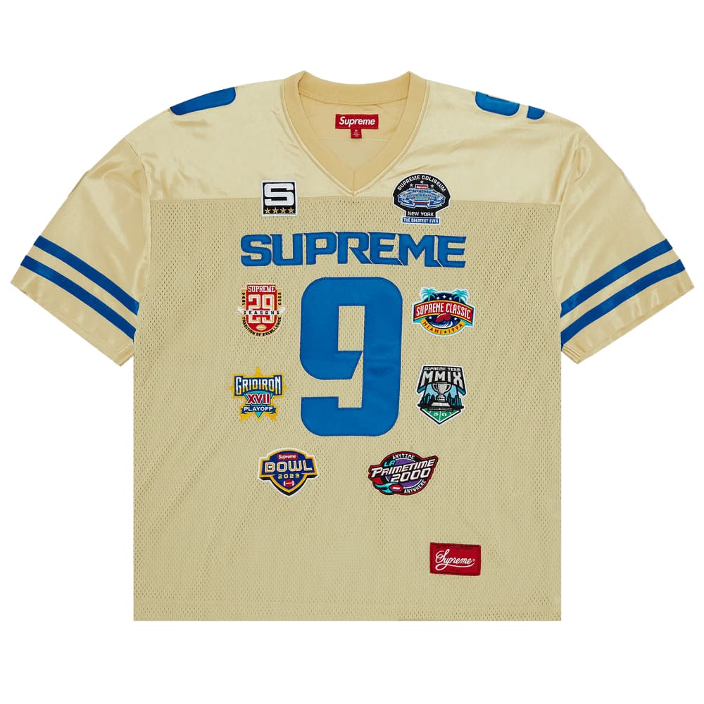 Supreme Championships Embroidered Football Jersey Gold