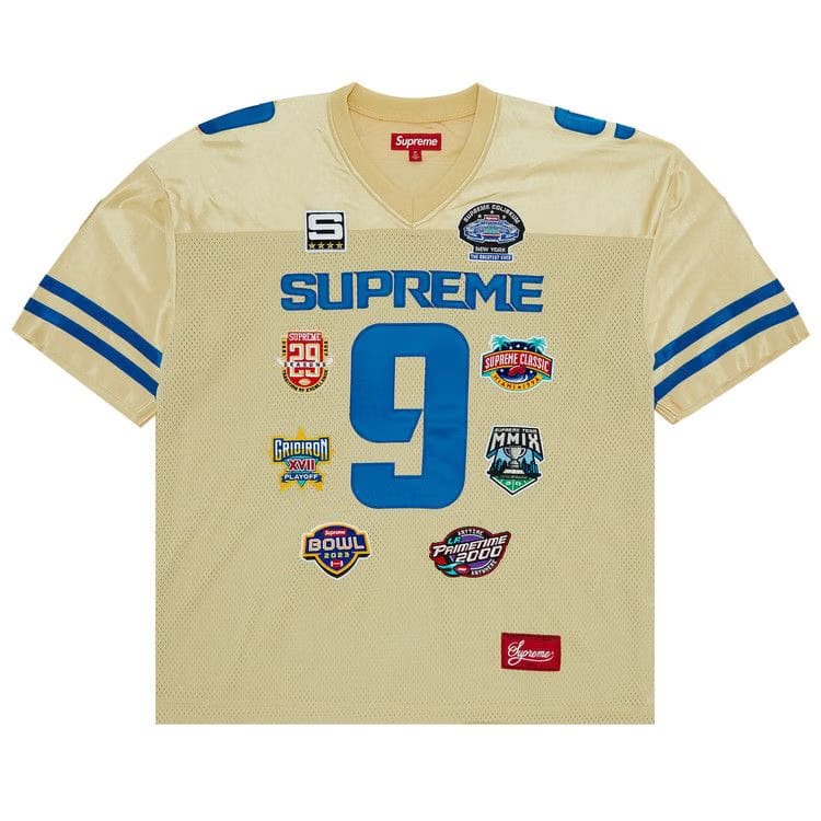 Supreme Championships Embroidered Football Jersey Gold