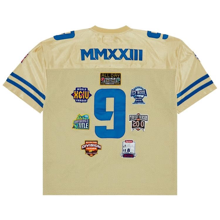 Supreme Championships Embroidered Football Jersey Gold