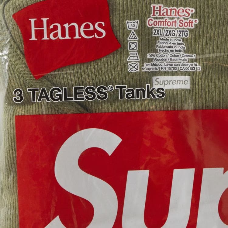 Supreme x Hanes Tagless Tank Tops (3 Pack) OLIVE
