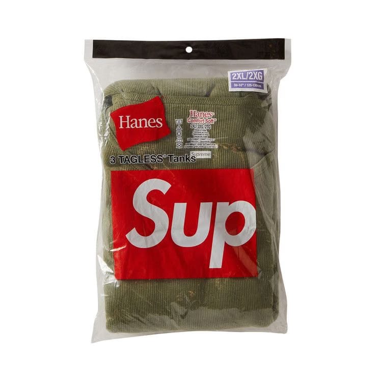 Supreme x Hanes Tagless Tank Tops (3 Pack) OLIVE