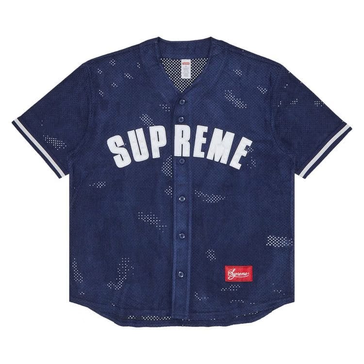 Supreme Ultrasuede Mesh Baseball Jersey Navy