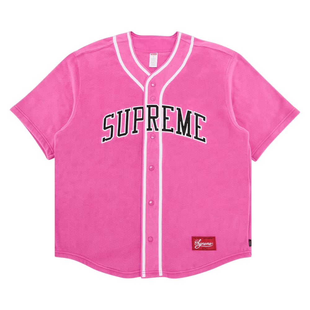 Supreme Polartec Baseball Jersey Pink