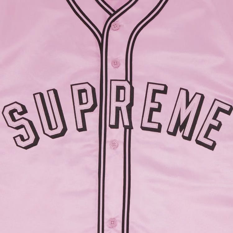 Supreme x Mitchell & Ness Satin Baseball Jersey Pink