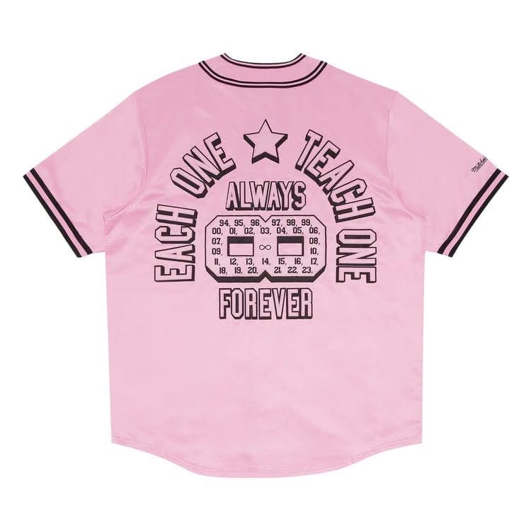 Supreme x Mitchell & Ness Satin Baseball Jersey Pink