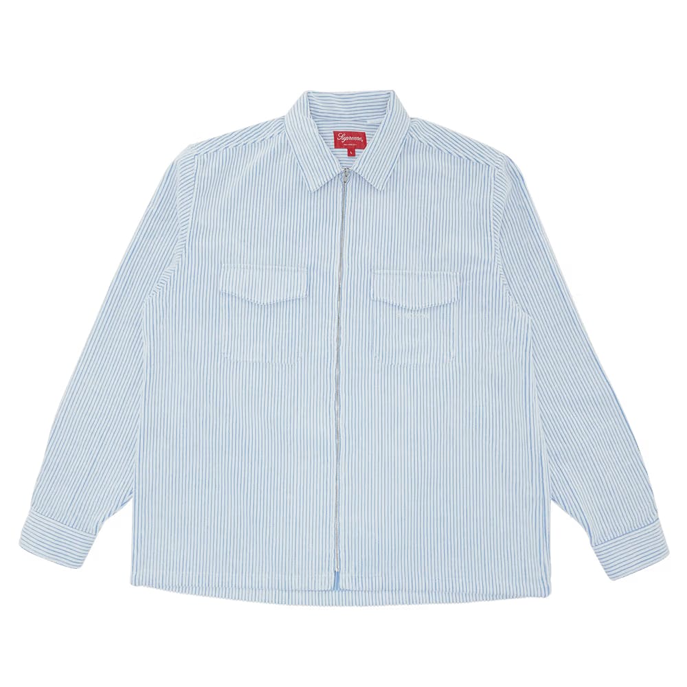 Supreme 2-Tone Corduroy Zip Up Shirt White