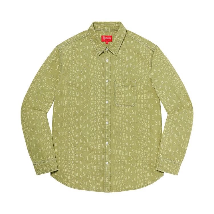 Supreme Wrap Jacquard Logos Denim Shirt Sage