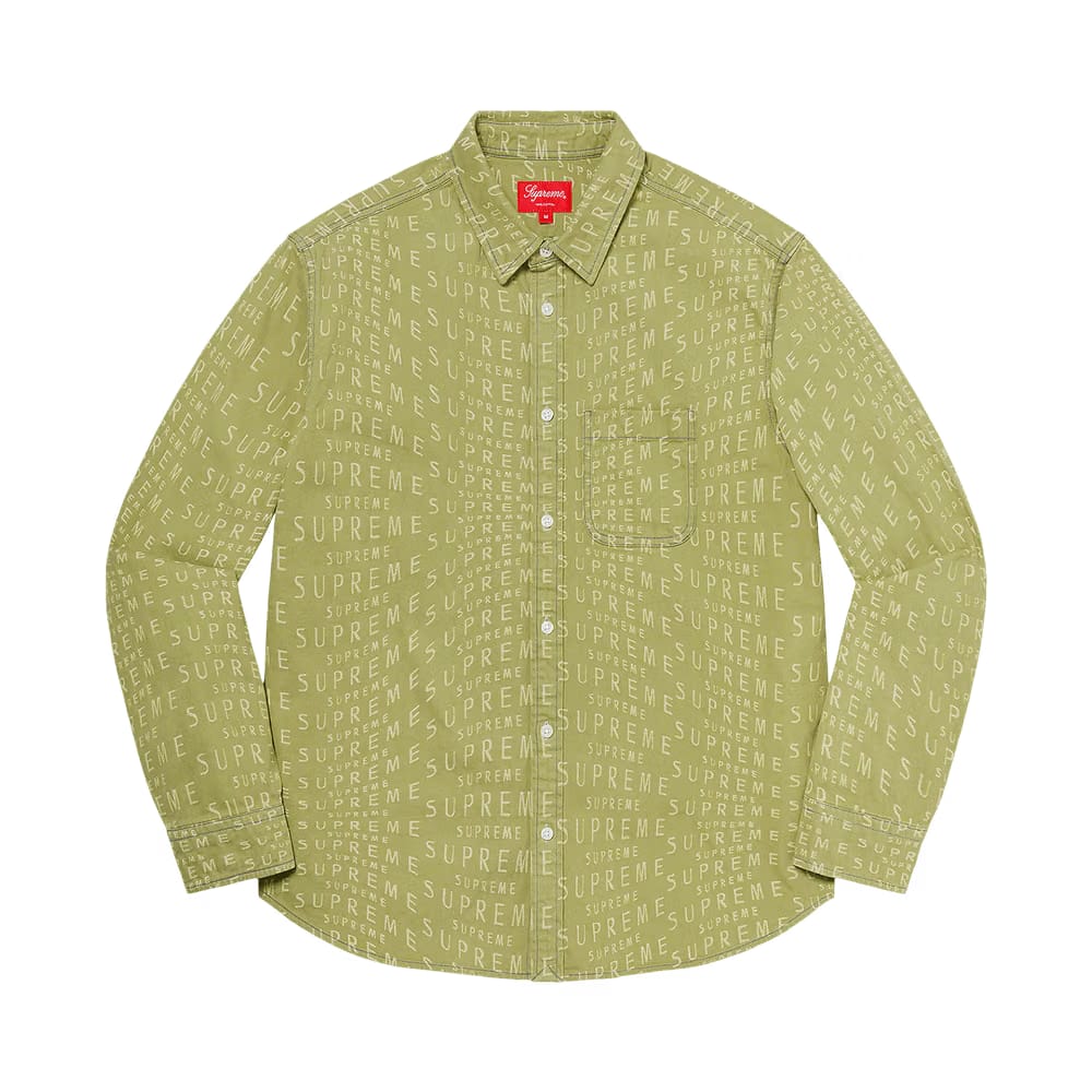 Supreme Wrap Jacquard Logos Denim Shirt Sage