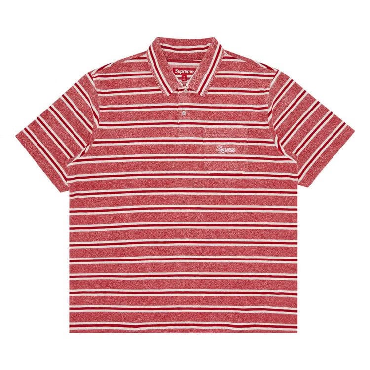 Supreme Stripe Terry Shorts-Sleeve Polo Red