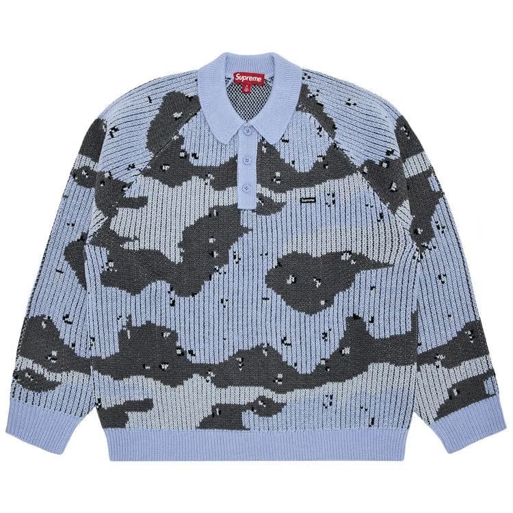 Supreme Small Box Polo Sweater Blue Camo