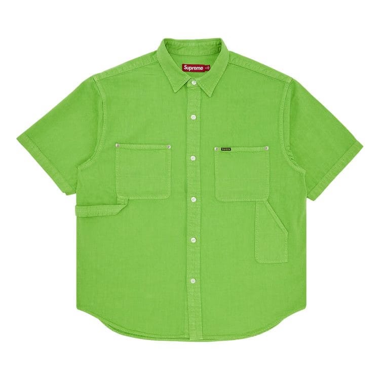 Supreme Loose Fit Shorts-Sleeve Denim Painter Shirt Green