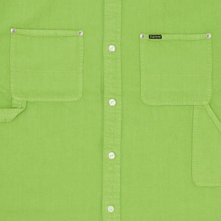 Supreme Loose Fit Shorts-Sleeve Denim Painter Shirt Green