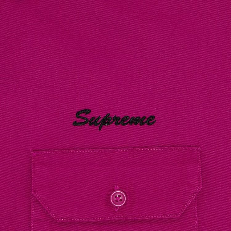 Supreme Rhinestone Pin Up Shorts-Sleeve Work Shirt Fuchsia