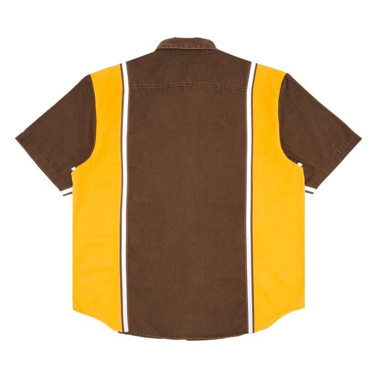 Supreme Reflective Stripe Shorts-Sleeve Work Shirt Brown
