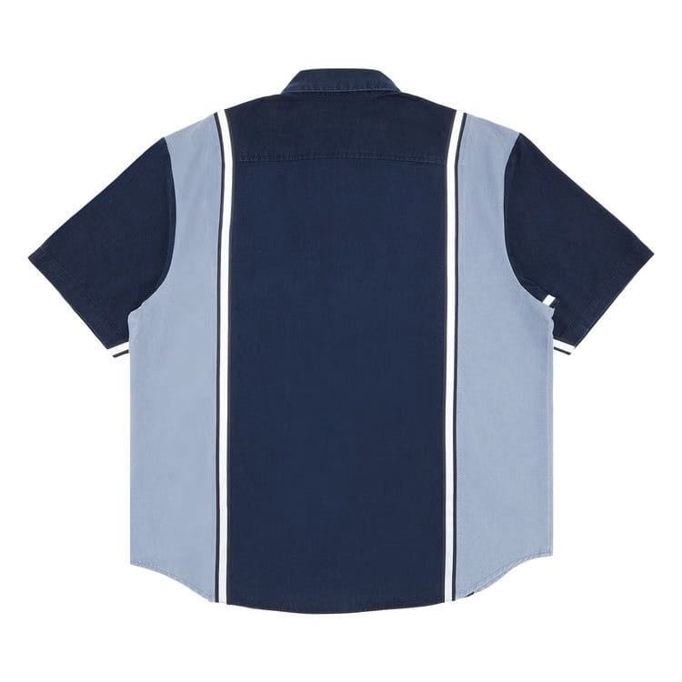 Supreme Reflective Stripe Shorts-Sleeve Work Shirt Navy